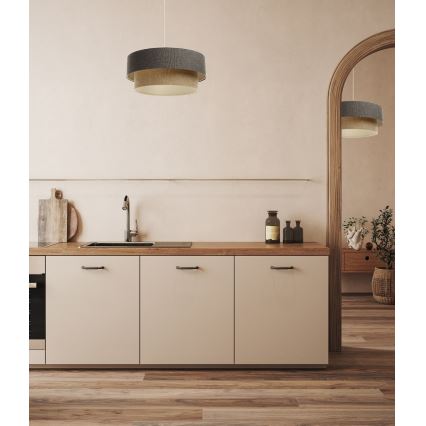Candelabro suspenso BOHO TRINITI 1xE27/60W/230V cinzento/bege
