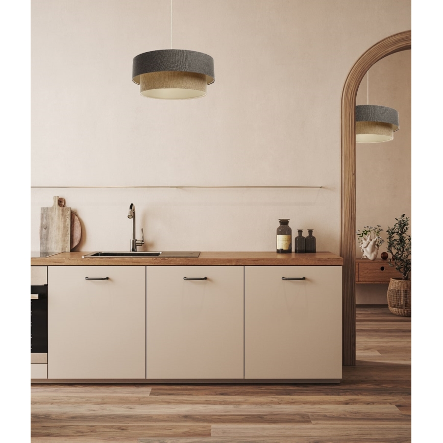 Candelabro suspenso BOHO TRINITI 1xE27/60W/230V cinzento/bege