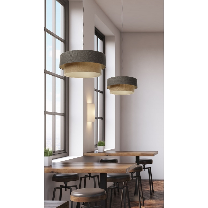 Candelabro suspenso BOHO TRINITI 1xE27/60W/230V cinzento/bege