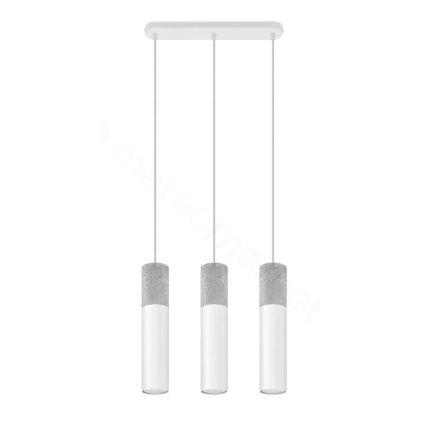 Candelabro suspenso BORGIO 3xGU10/40W/230V betão/metal branco