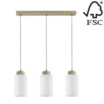 Candelabro suspenso BOSCO 3xE27/60W/230V carvalho - certificado por FSC