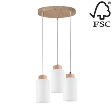 Candelabro suspenso BOSCO 3xE27/60W/230V carvalho - certificado por FSC