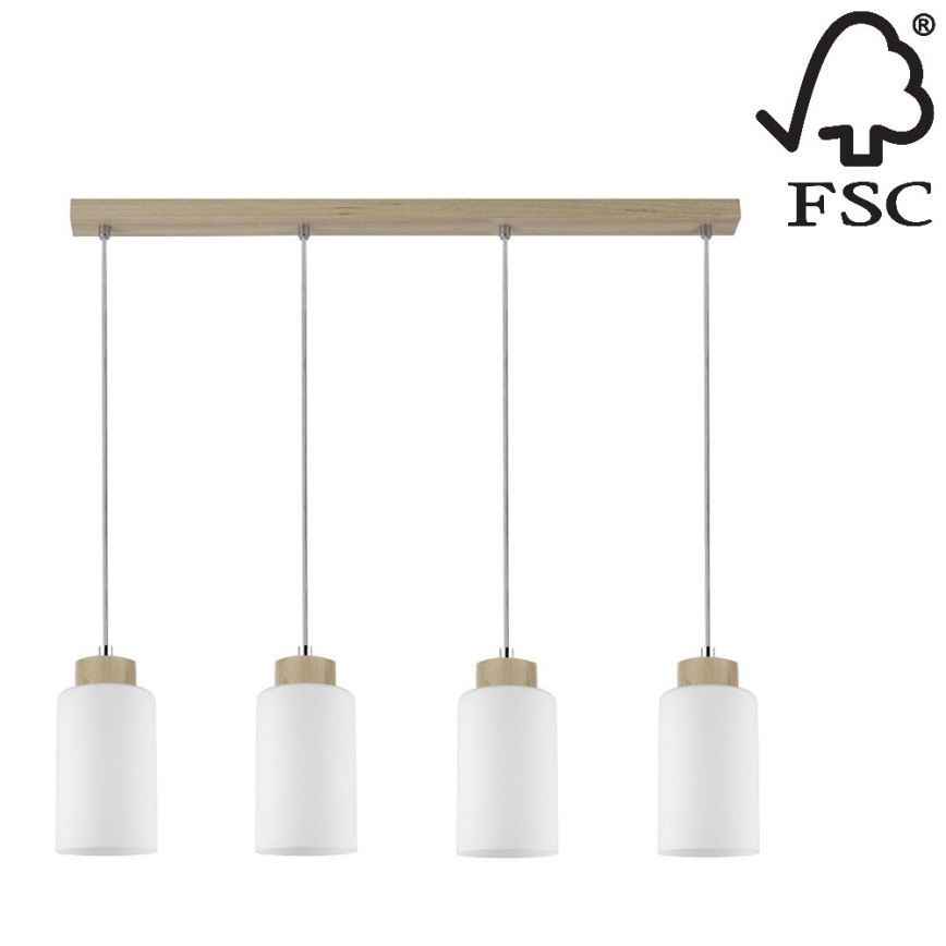 Candelabro suspenso BOSCO 4xE27/60W/230V bétula - certificado por FSC