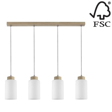 Candelabro suspenso BOSCO 4xE27/60W/230V carvalho - certificado por FSC