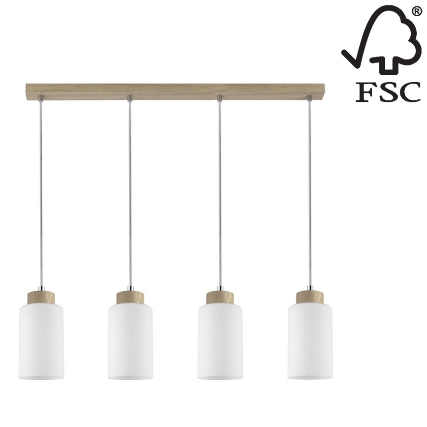 Candelabro suspenso BOSCO 4xE27/60W/230V carvalho - certificado por FSC