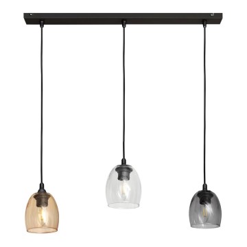 Candelabro suspenso BRILLANT 3xE27/15W/230V bege/transparente/cinzento