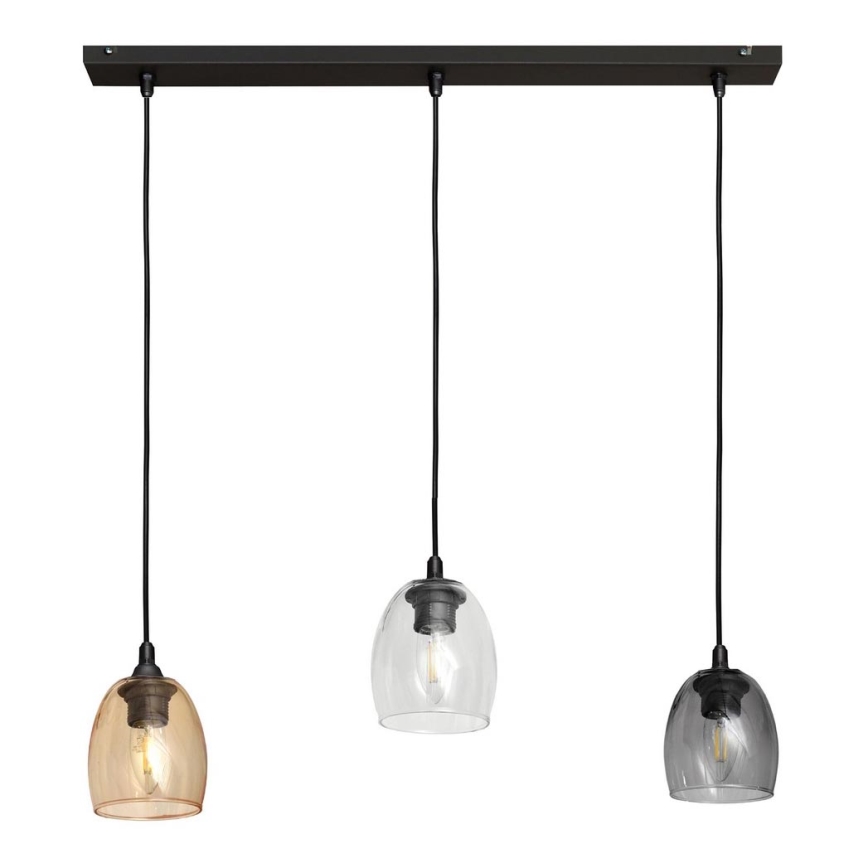 Candelabro suspenso BRILLANT 3xE27/15W/230V bege/transparente/cinzento