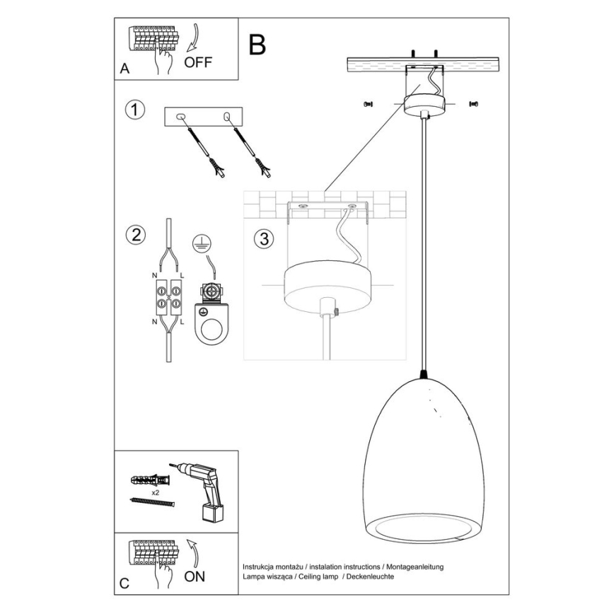 Candelabro suspenso BUKANO 1xE27/60W/230V