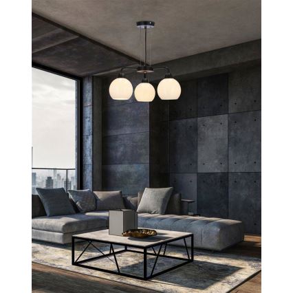 Candelabro suspenso CALDERA 3xE27/60W/230V preto