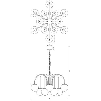 Candelabro suspenso CAMBRIDGE 12xE14/60W/230V preto