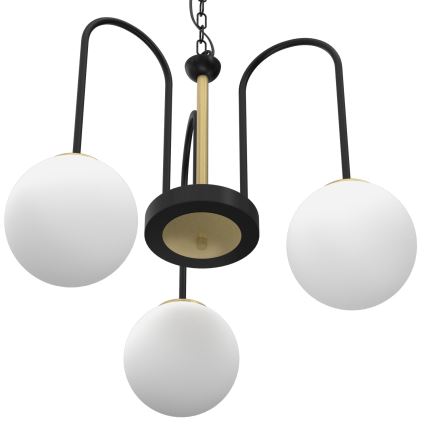 Candelabro suspenso CAMBRIDGE 3xE14/60W/230V preto/latão
