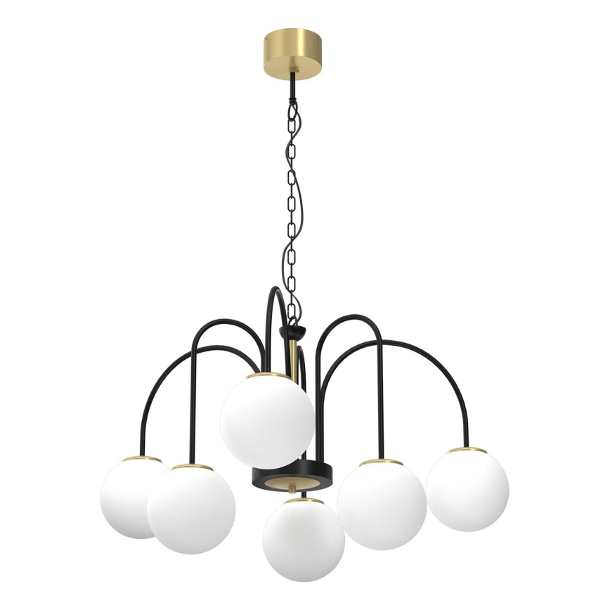 Candelabro suspenso CAMBRIDGE 6xE14/60W/230V preto/latão