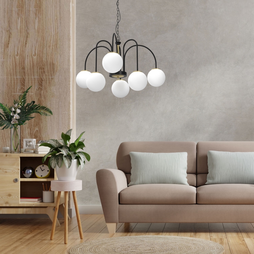 Candelabro suspenso CAMBRIDGE 6xE14/60W/230V preto/latão