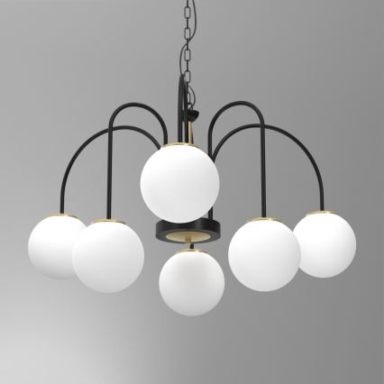 Candelabro suspenso CAMBRIDGE 6xE14/60W/230V preto/latão