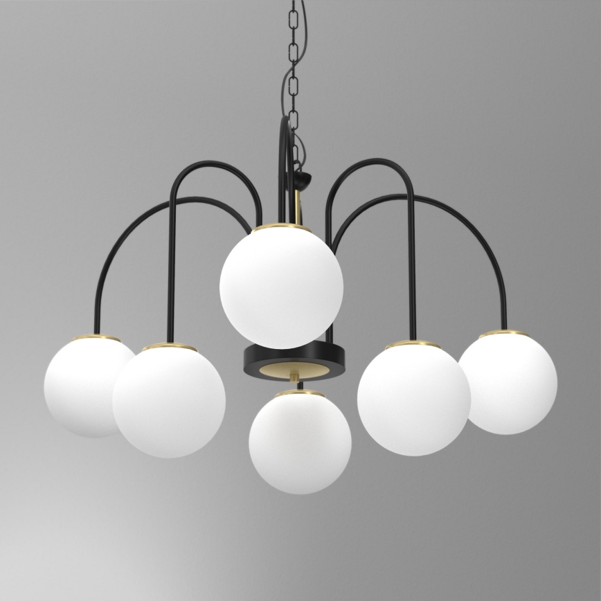 Candelabro suspenso CAMBRIDGE 6xE14/60W/230V preto/latão