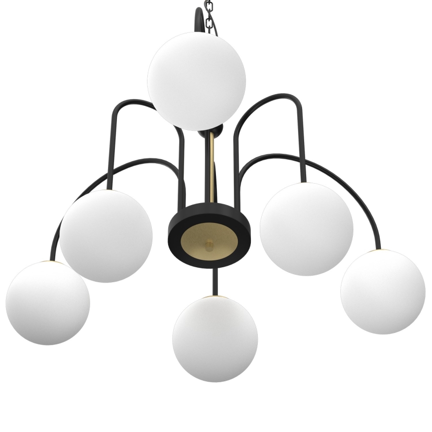 Candelabro suspenso CAMBRIDGE 6xE14/60W/230V preto/latão