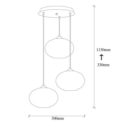 Candelabro suspenso CAMINI 3xE27/40W/230V