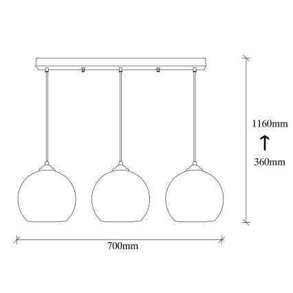 Candelabro suspenso CAMINI 3xE27/40W/230V