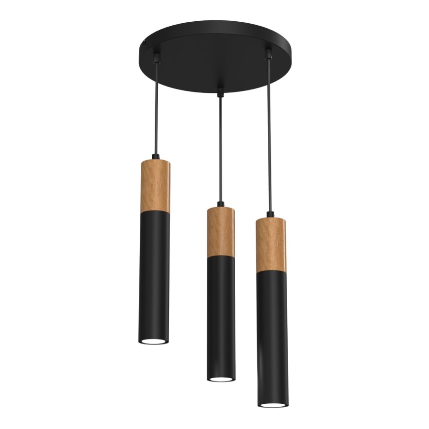 Candelabro suspenso CASSA 3xGU10/60W/230V preto redondo