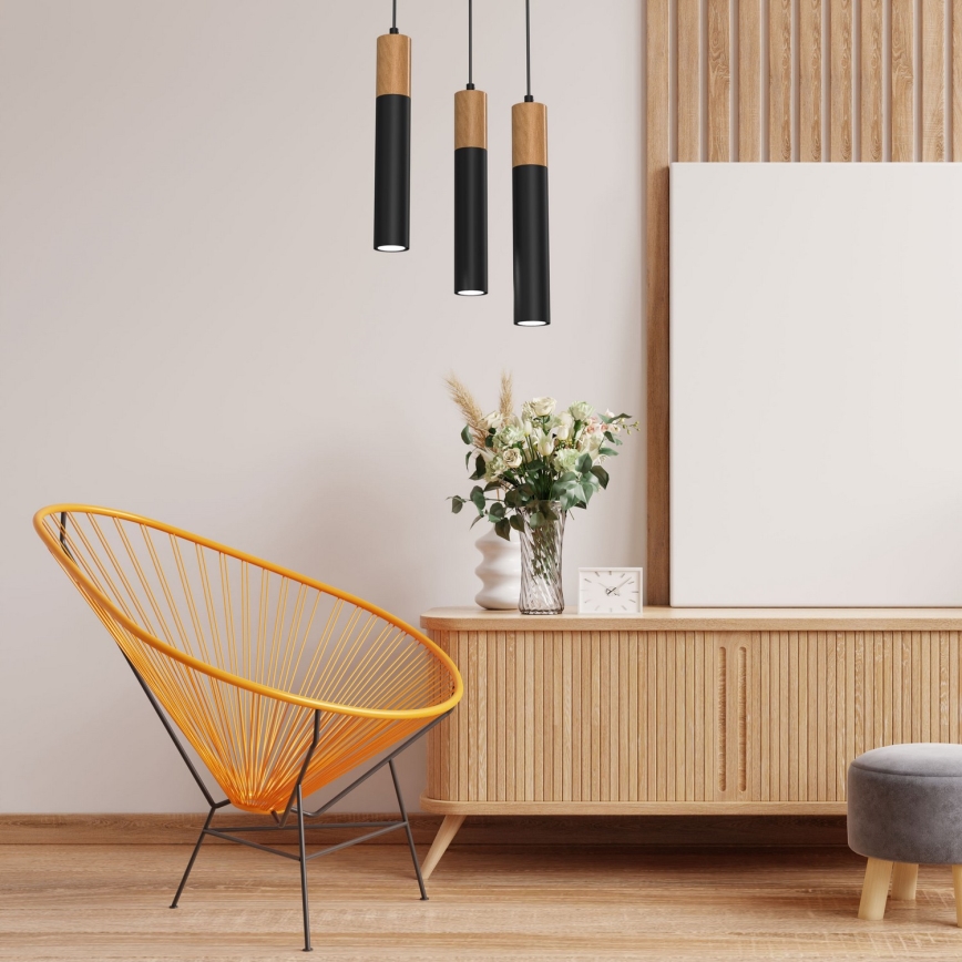 Candelabro suspenso CASSA 3xGU10/60W/230V preto redondo