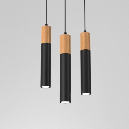 Candelabro suspenso CASSA 3xGU10/60W/230V preto redondo