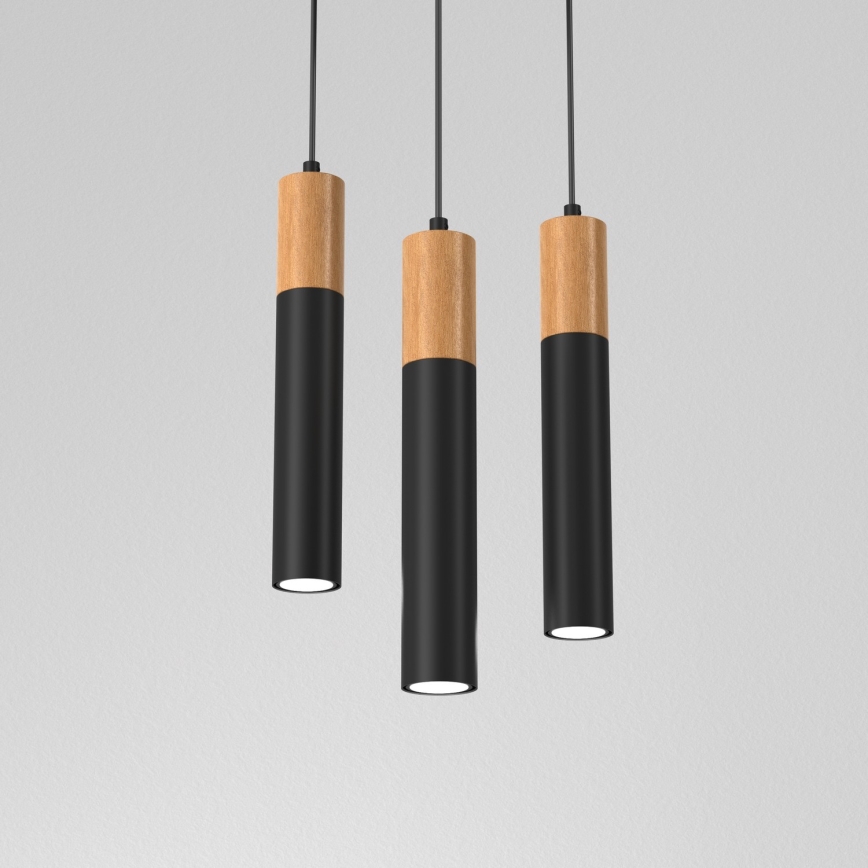 Candelabro suspenso CASSA 3xGU10/60W/230V preto redondo