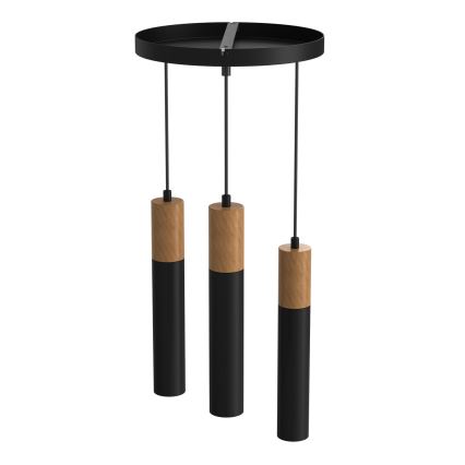 Candelabro suspenso CASSA 3xGU10/60W/230V preto redondo
