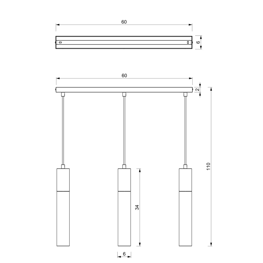 Candelabro suspenso CASSA 3xGU10/8W/230V branco/dourado