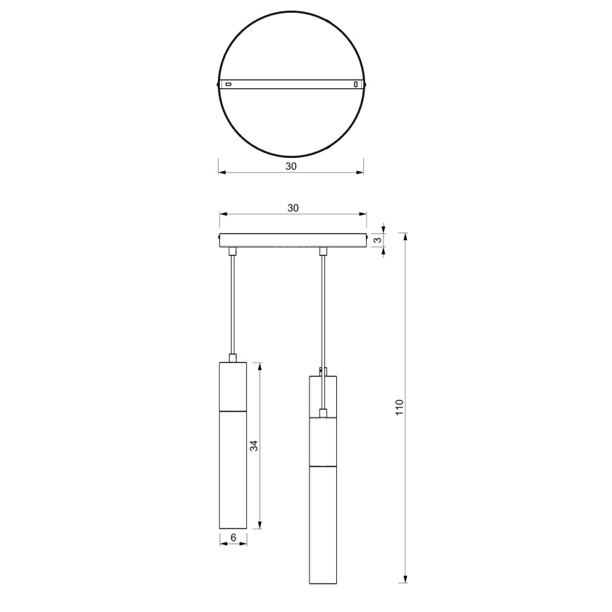Candelabro suspenso CASSA 3xGU10/8W/230V branco/dourado
