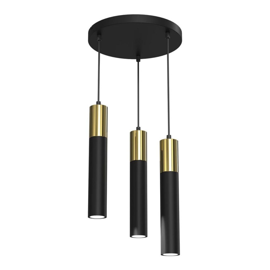 Candelabro suspenso CASSA 3xGU10/8W/230V preto/dourado
