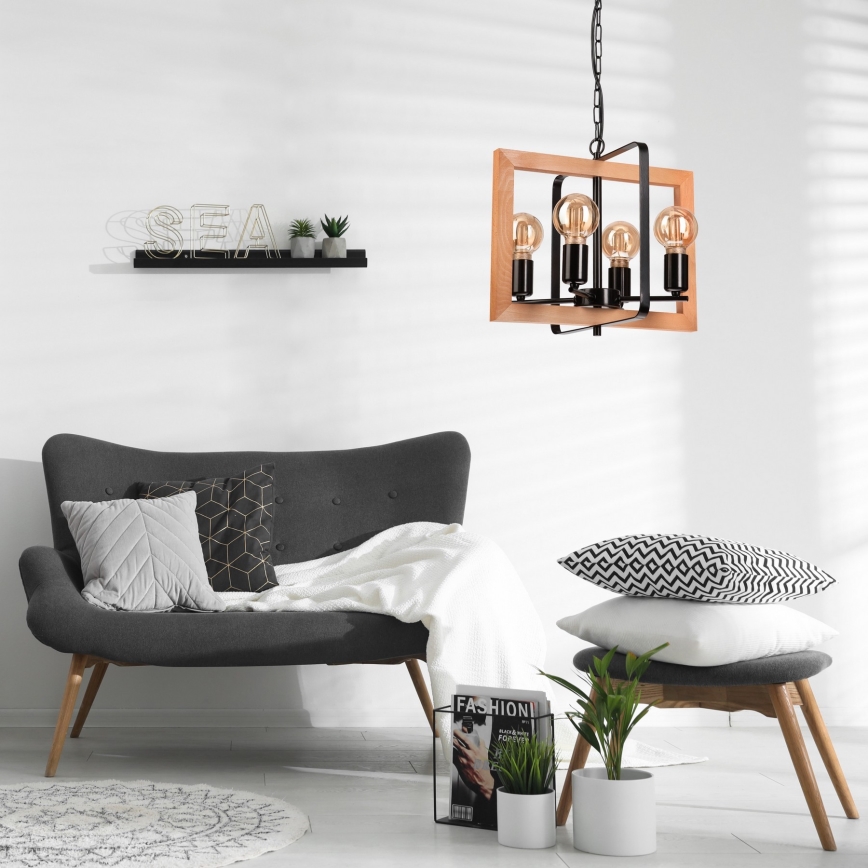 Candelabro suspenso CEDRIC 4xE27/60W/230V faia/castanho