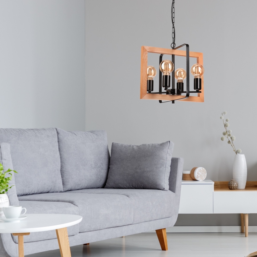 Candelabro suspenso CEDRIC 4xE27/60W/230V faia/castanho