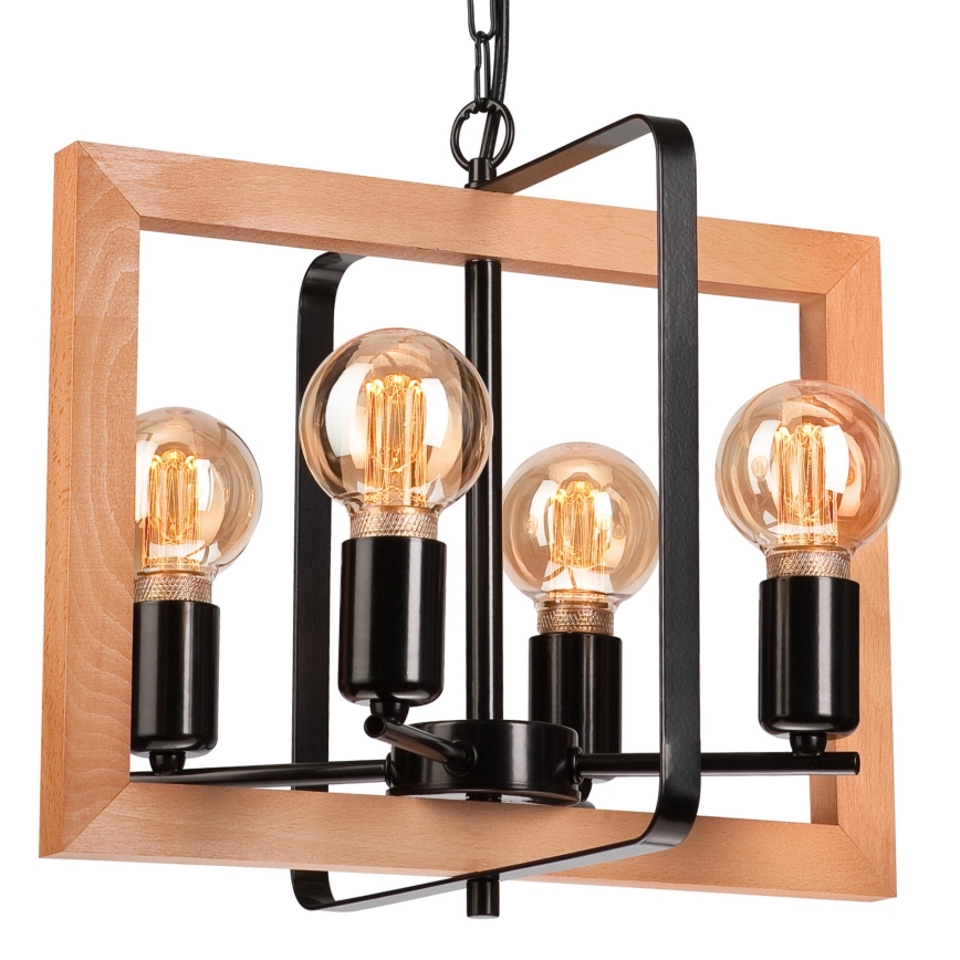 Candelabro suspenso CEDRIC 4xE27/60W/230V faia/castanho