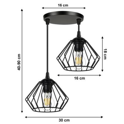 Candelabro suspenso CEED 2xE27/60W/230V