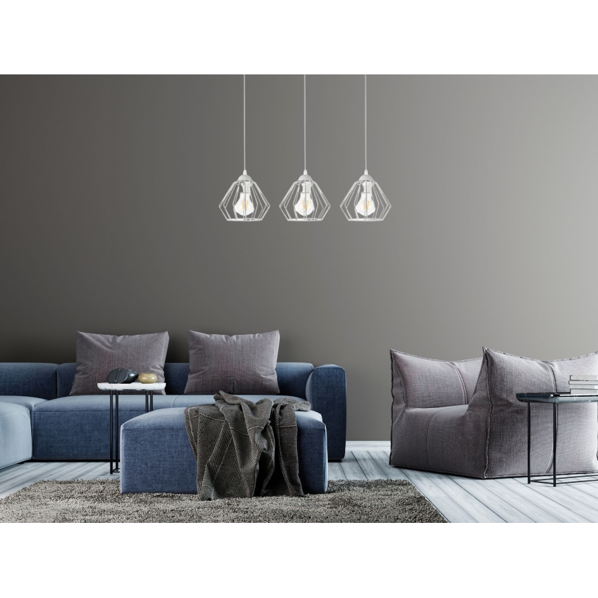 Candelabro suspenso CEED 3xE27/60W/230V cinzento