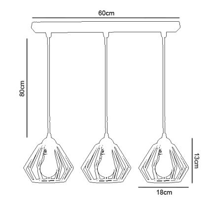 Candelabro suspenso CEED 3xE27/60W/230V cinzento
