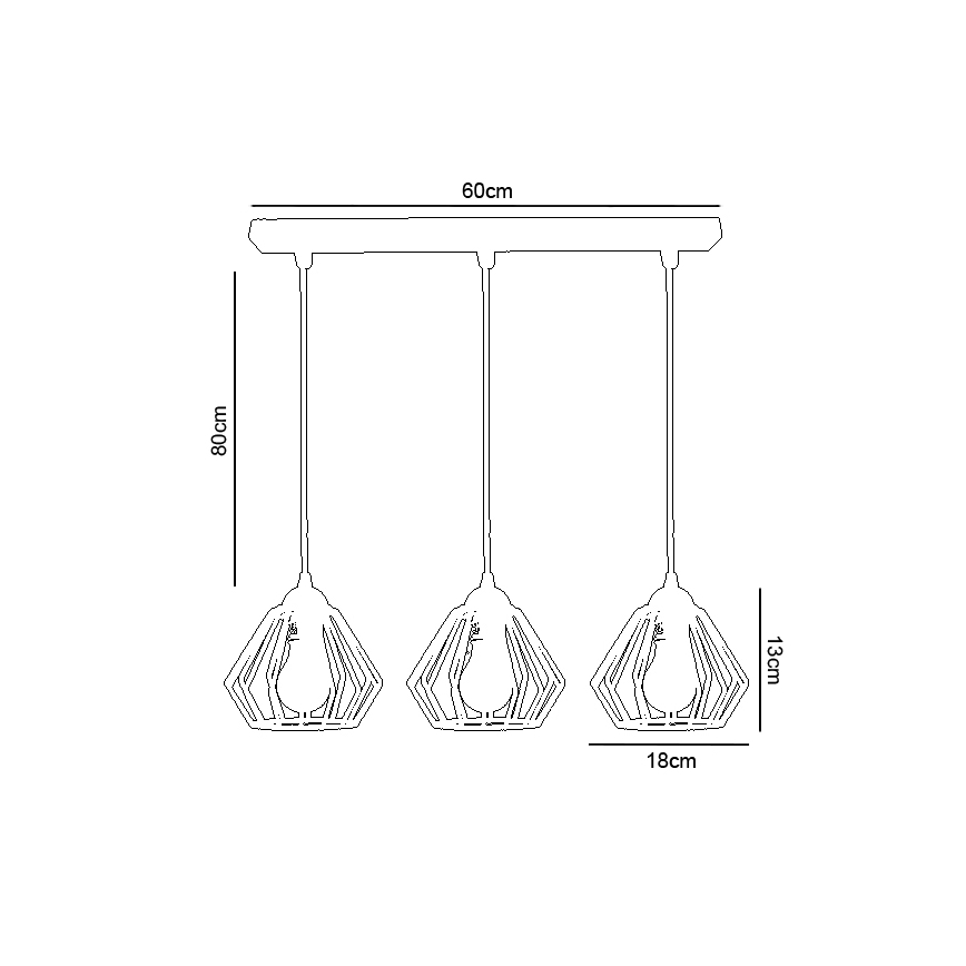 Candelabro suspenso CEED 3xE27/60W/230V cinzento