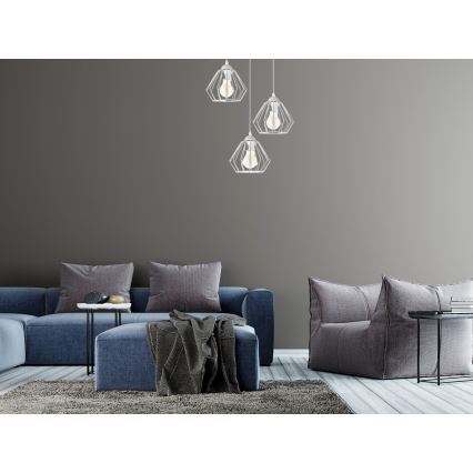 Candelabro suspenso CEED 3xE27/60W/230V cinzento