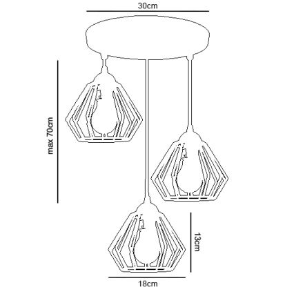 Candelabro suspenso CEED 3xE27/60W/230V cinzento