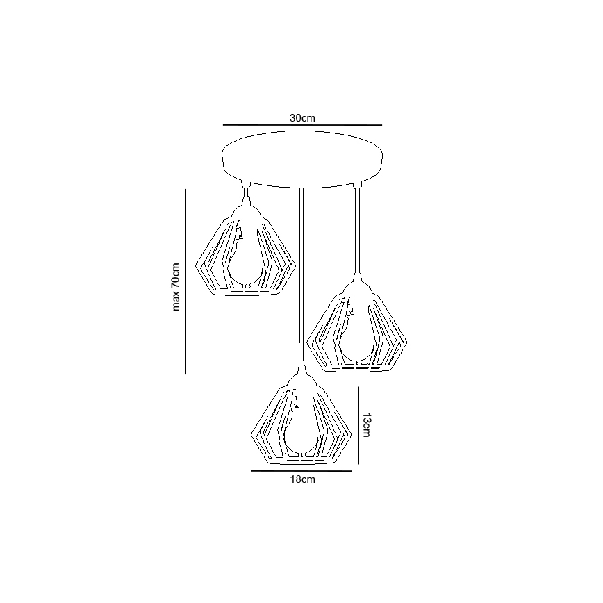 Candelabro suspenso CEED 3xE27/60W/230V cinzento