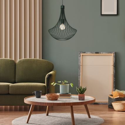 Candelabro suspenso CESTA 1xE27/60W/230V verde