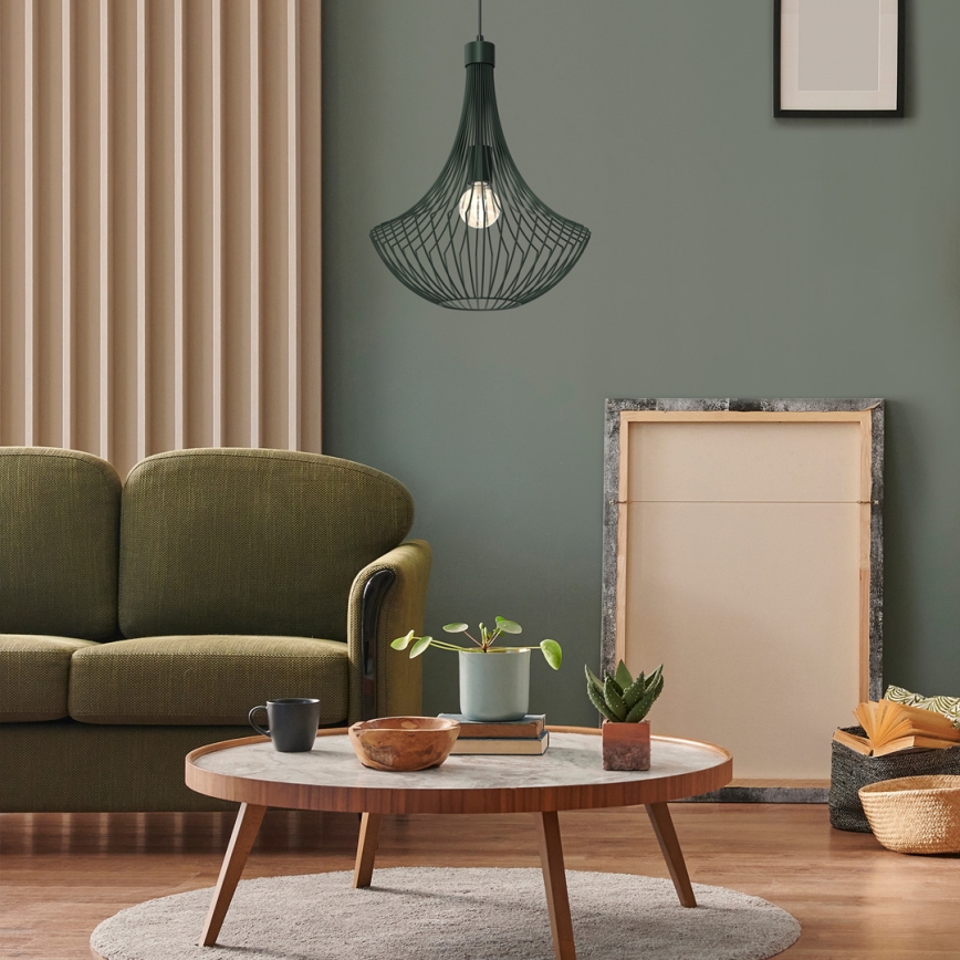 Candelabro suspenso CESTA 1xE27/60W/230V verde