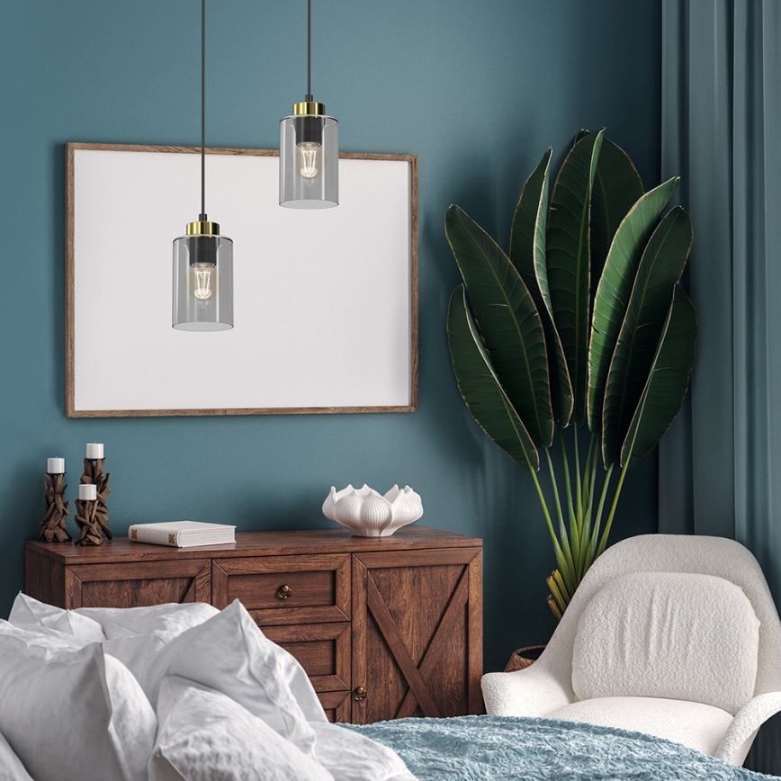 Candelabro suspenso CHIC 1xE27/60W/230V preto/cinzento
