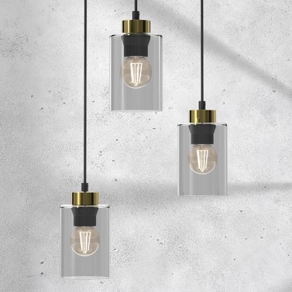 Candelabro suspenso CHIC 3xE27/60W/230V preto/cinzento