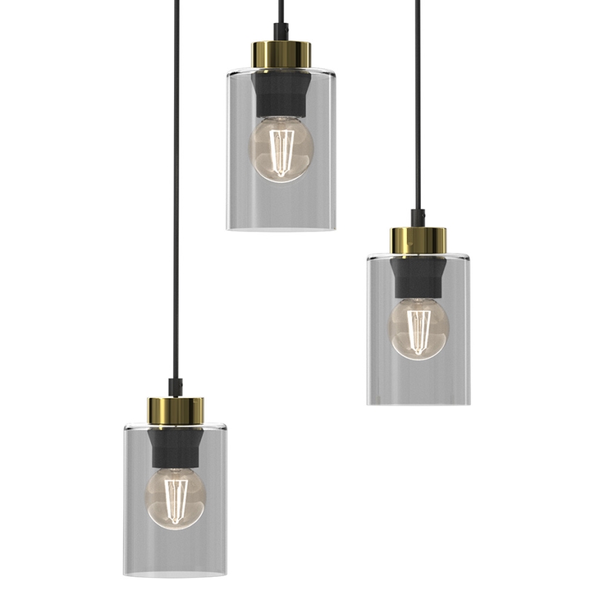 Candelabro suspenso CHIC 3xE27/60W/230V preto/cinzento