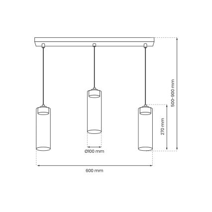 Candelabro suspenso CLARISSA 3xGX53/12W/230V preto