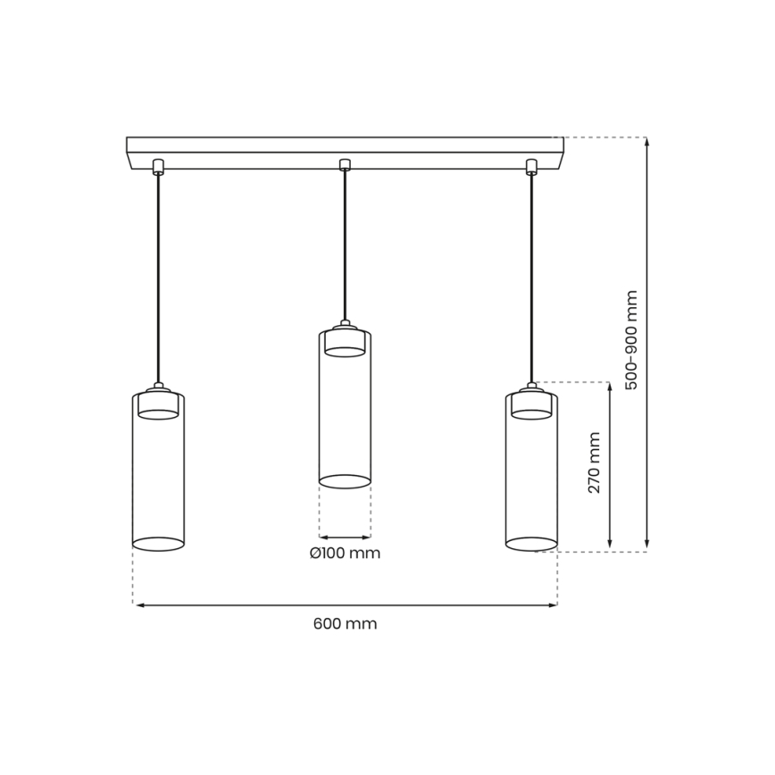 Candelabro suspenso CLARISSA 3xGX53/12W/230V preto