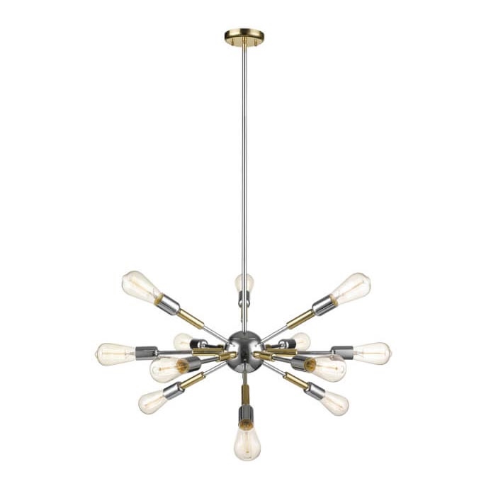 Candelabro suspenso COMET 12xE27/11W/230V cromado brilhante/dourado