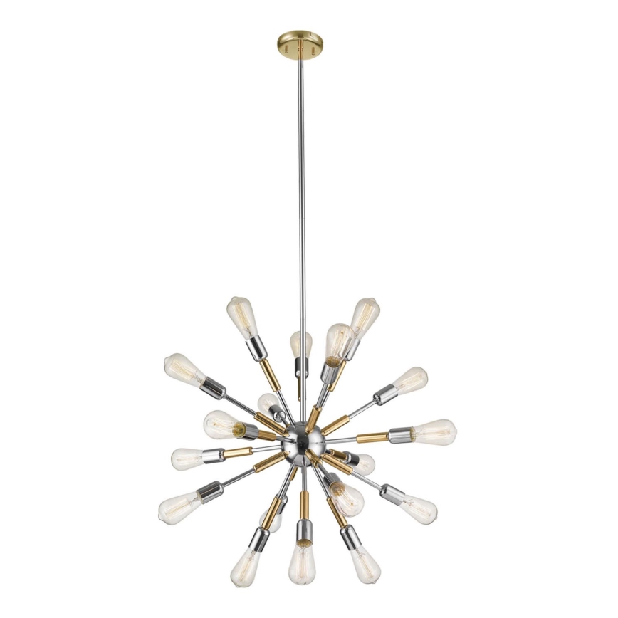 Candelabro suspenso COMET 18xE27/11W/230V cromado brilhante/dourado