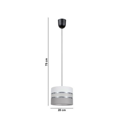 Candelabro suspenso CORAL 1xE27/60W/230V d. 20 cm branco/cinzento